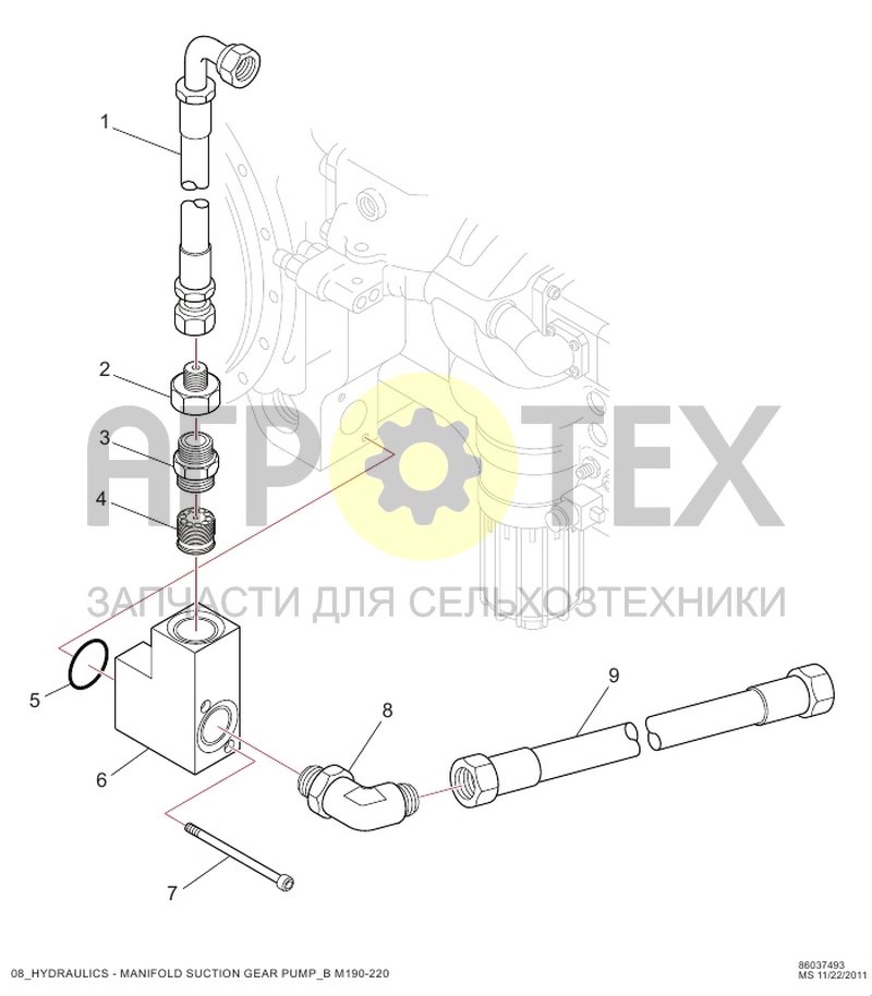 Чертеж Коллектор всасывающей линии шестеренного насоса (RC1.08.007)